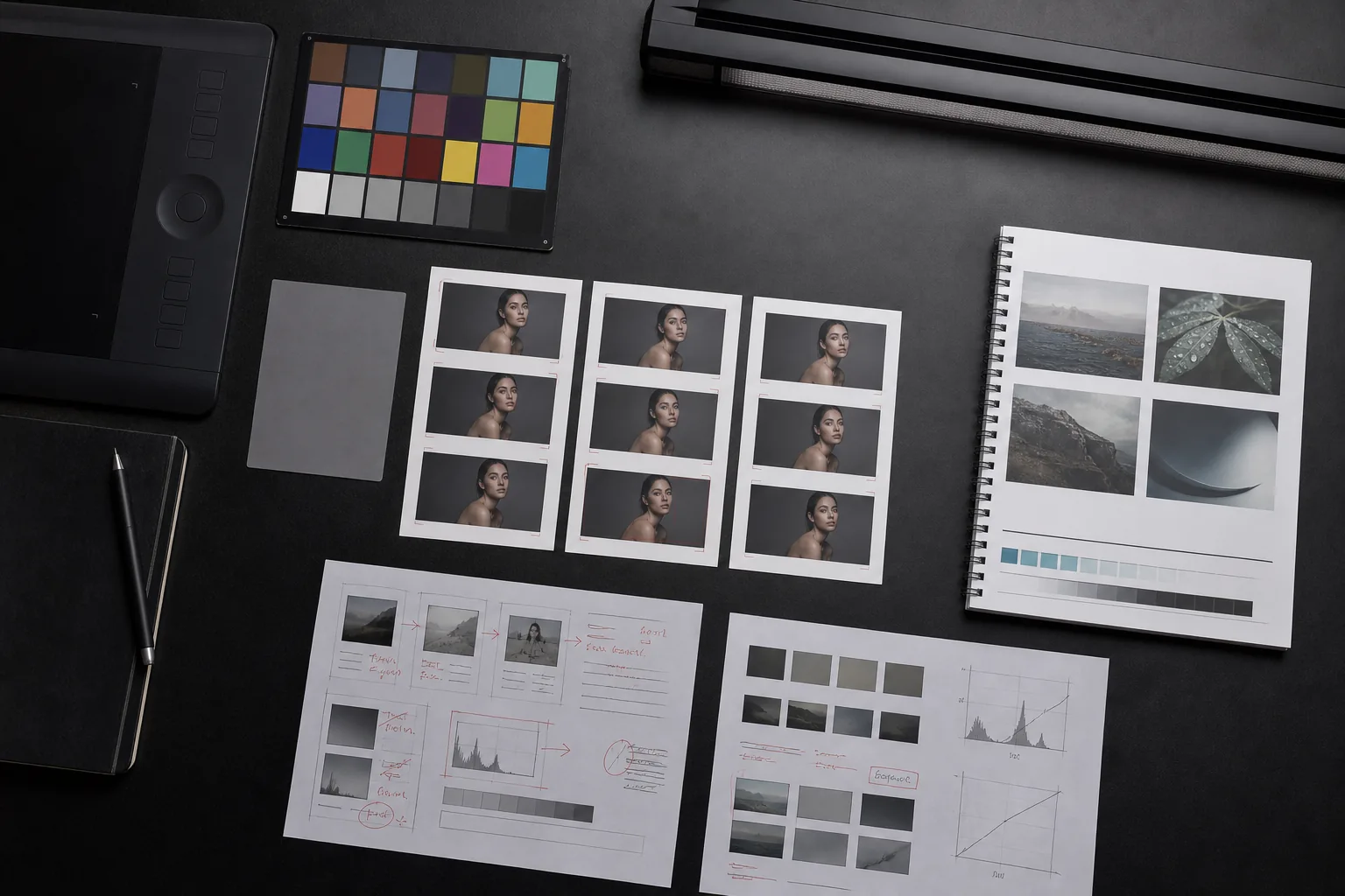 Post-production course materials, colour references and contact sheets